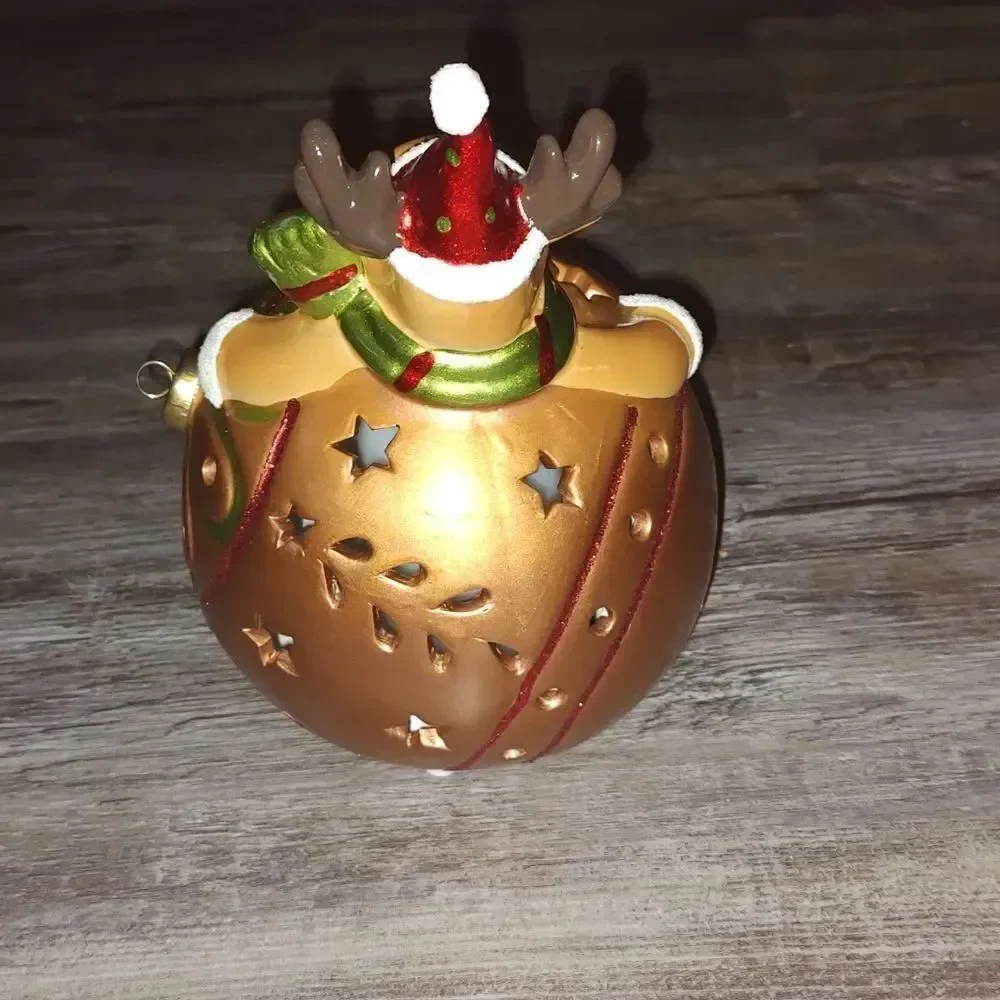 Home Reflections Reindeer Ornament Luminary Flameless Multi Color Candle